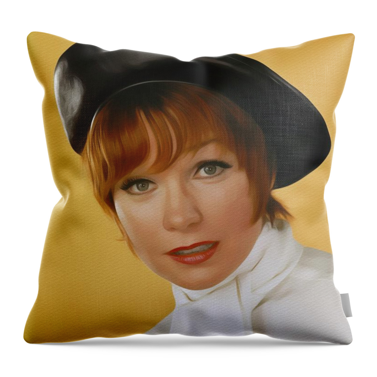 Shirley Throw Pillow featuring the painting Shirley MacLaine, Hollywood Legend #1 by Esoterica Art Agency