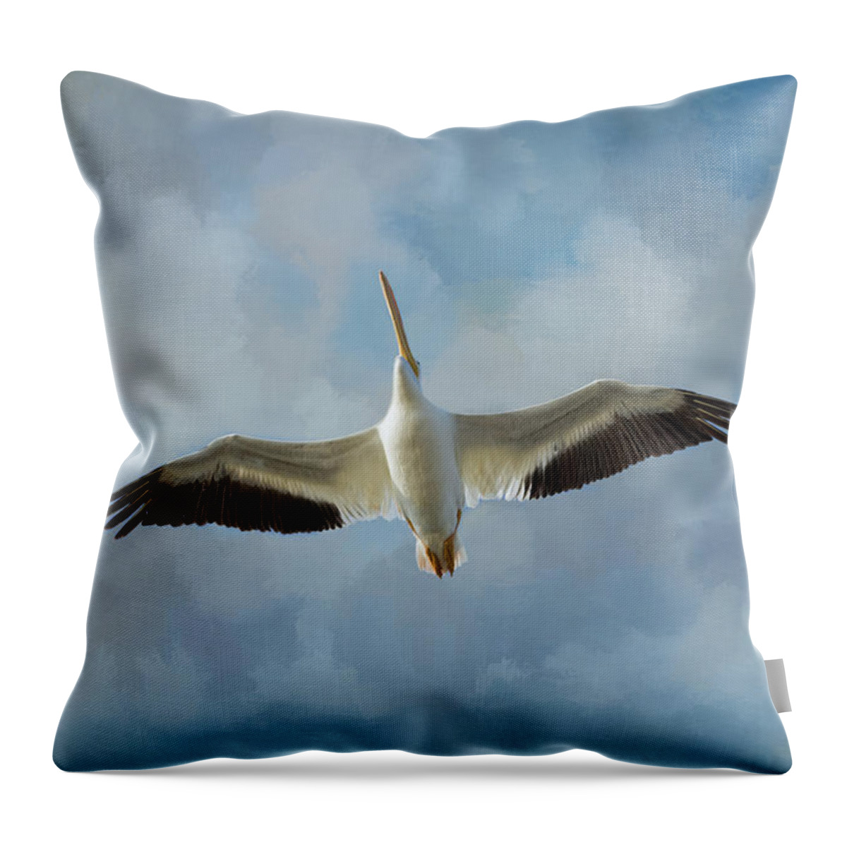 Pelican Throw Pillow featuring the photograph Soaring High by Kim Hojnacki