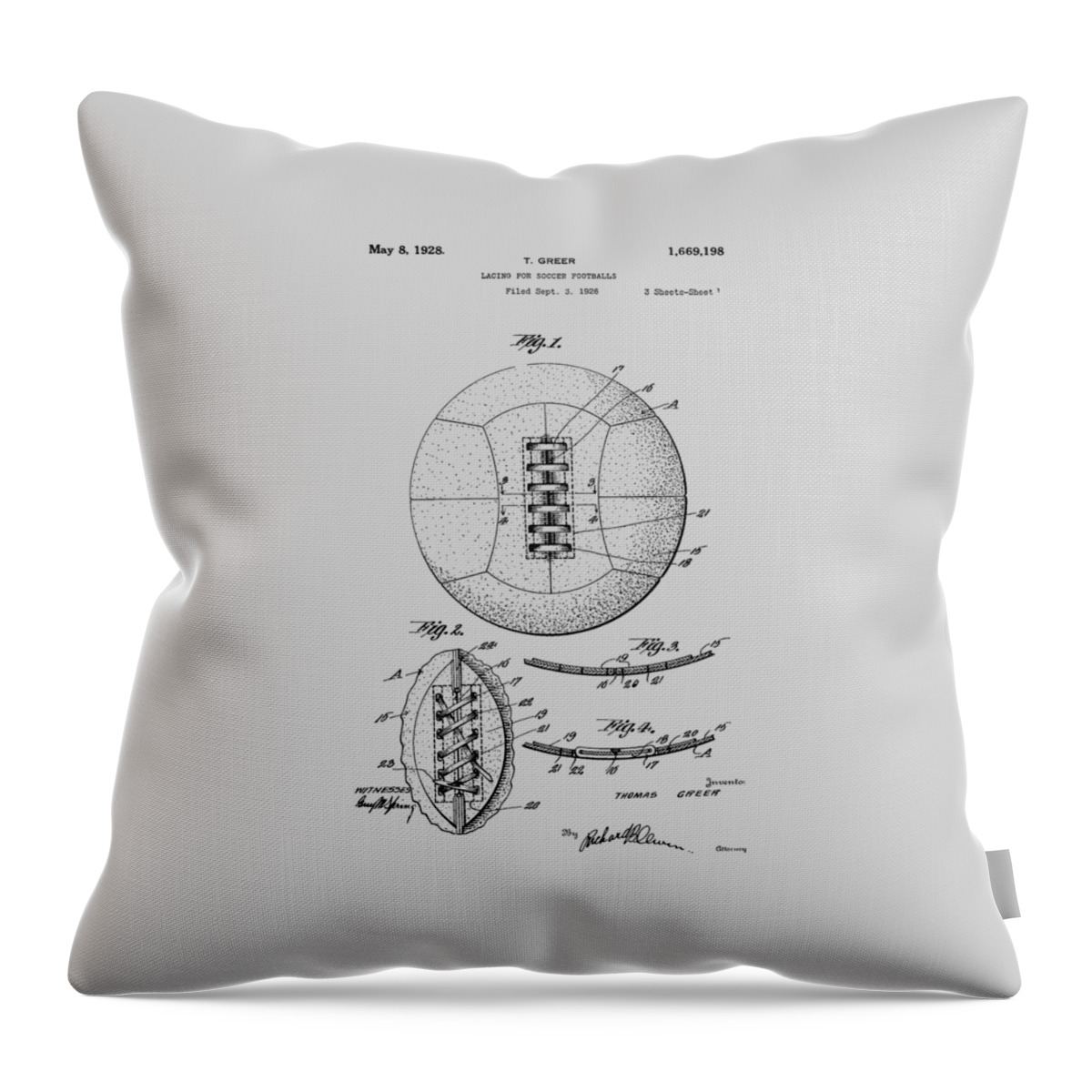 Soccer Throw Pillow featuring the photograph Soccer Ball Patent 1928 #2 by Chris Smith