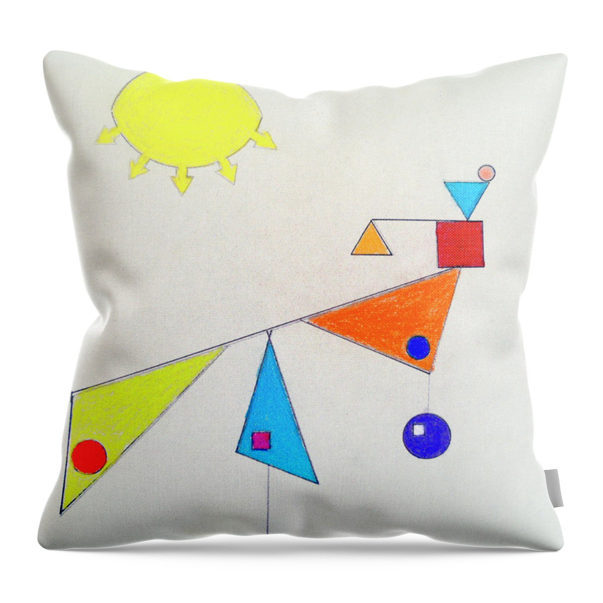Geometric Abstract Throw Pillow featuring the drawing Something New Under the Sun #1 by Rein Nomm