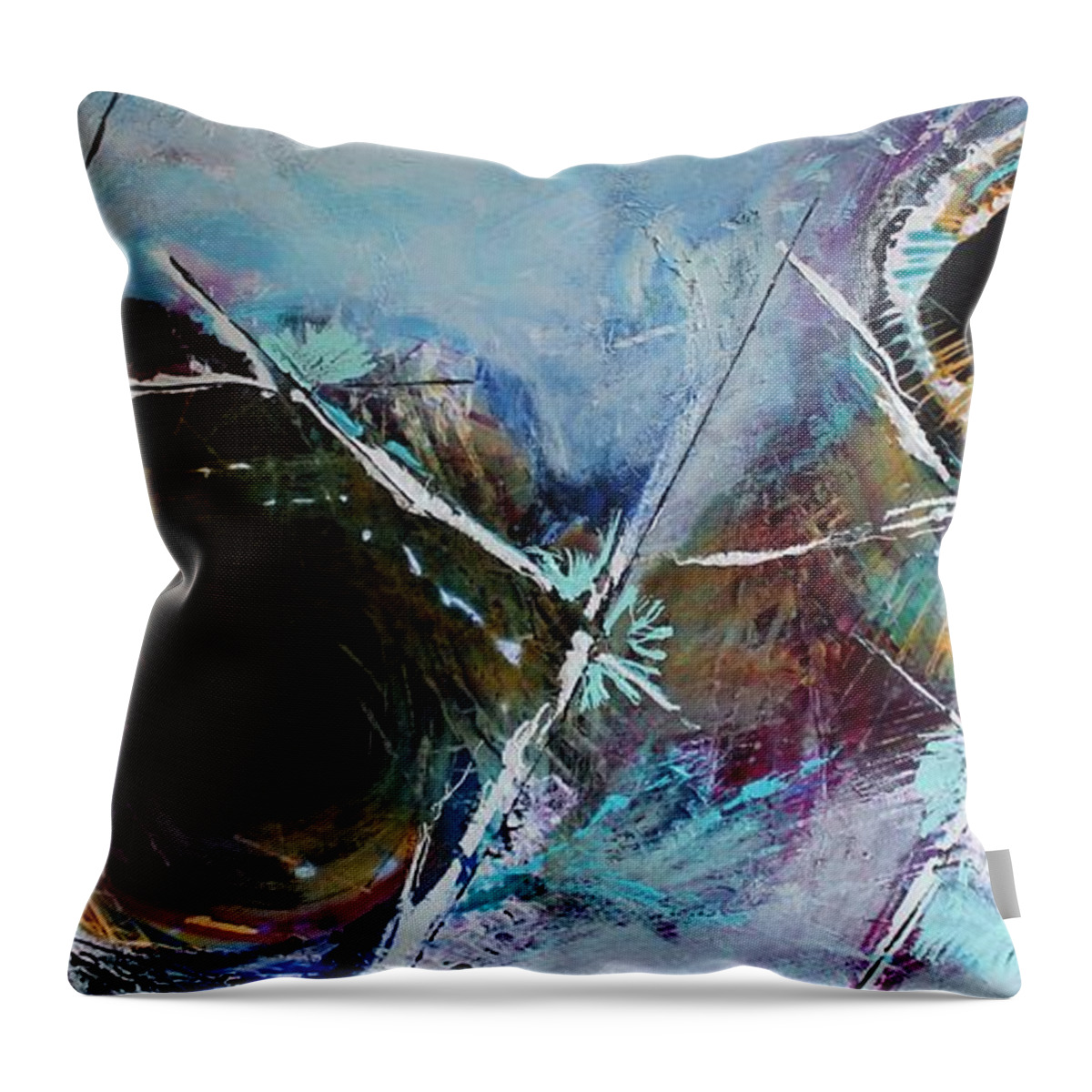 Zen Throw Pillow featuring the mixed media Spare Change #1 by Lucy Matta