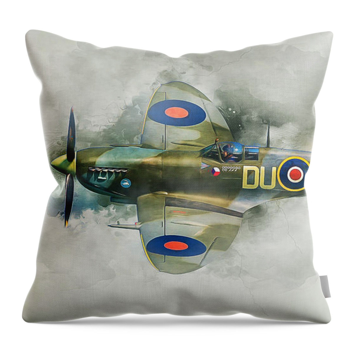 Spitfire Throw Pillow featuring the mixed media Spitfire #1 by Ian Mitchell