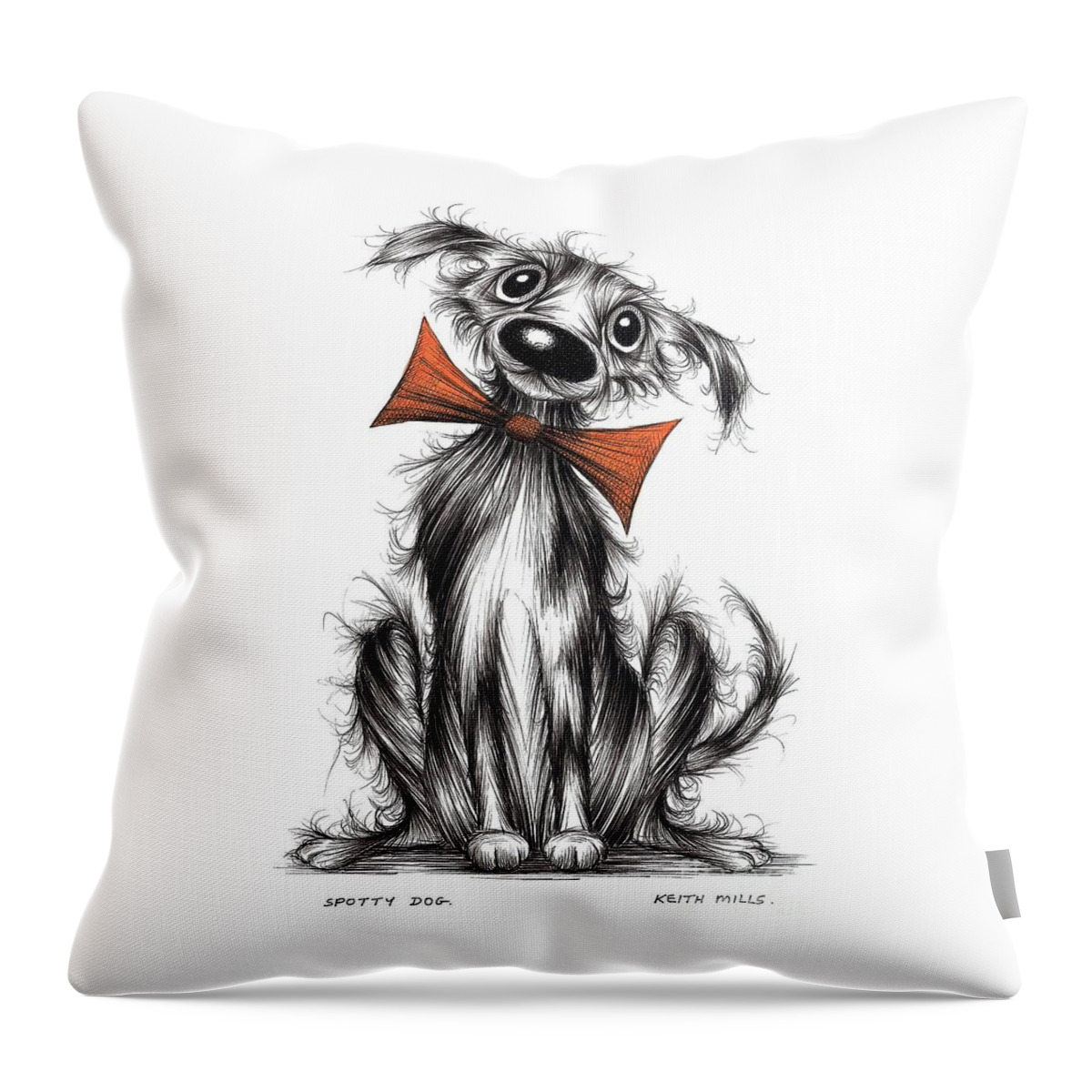 Spotty Throw Pillow featuring the drawing Spotty dog #1 by Keith Mills