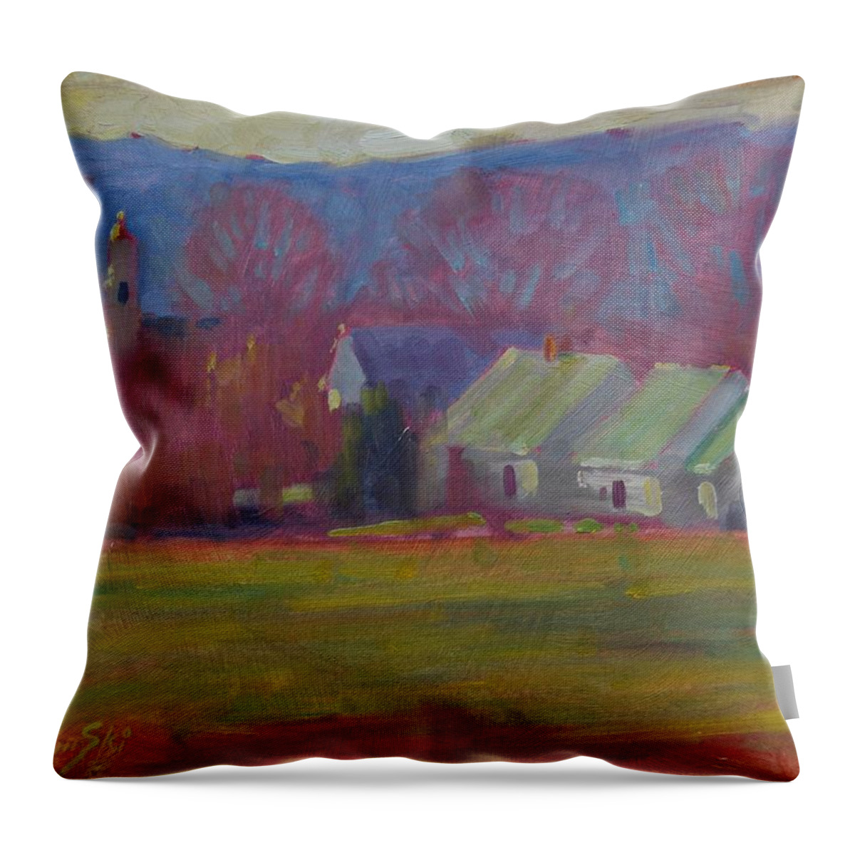 New Spring Foliage Throw Pillow featuring the painting Spring Sunday #1 by Len Stomski