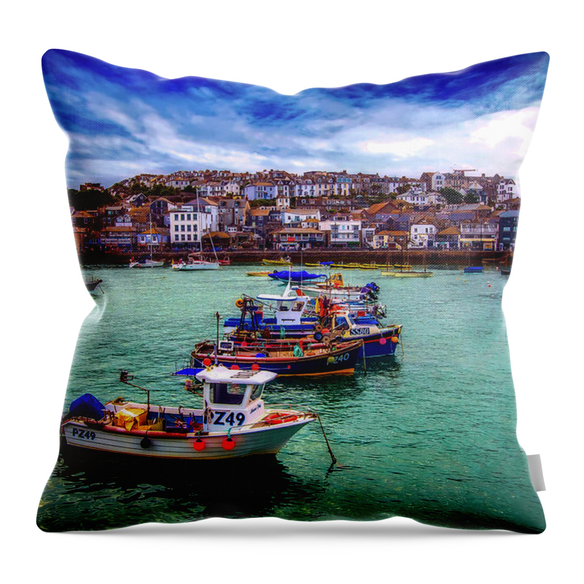 St Ives Throw Pillow featuring the photograph St Ives Harbor #1 by Mountain Dreams