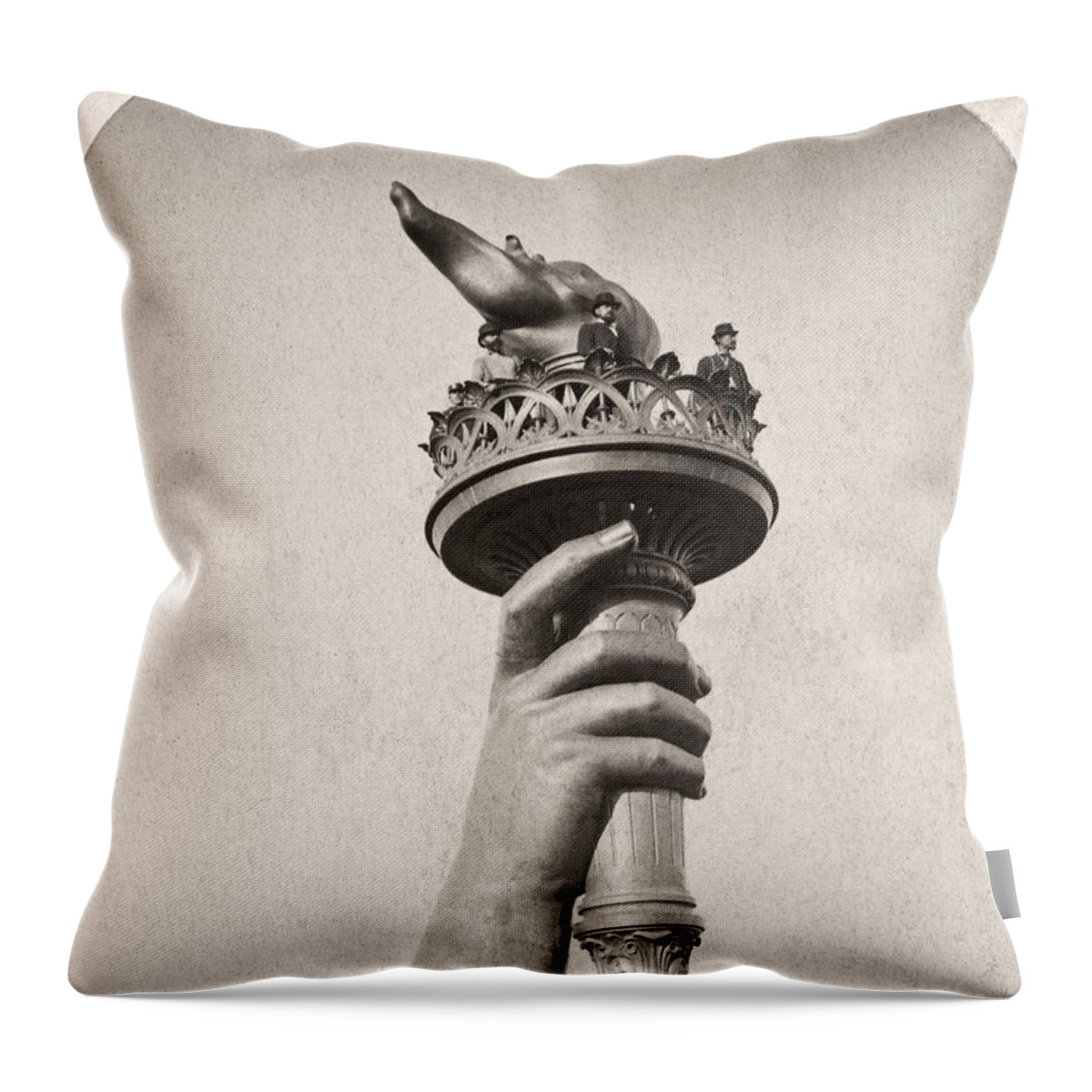 1876 Throw Pillow featuring the photograph Statue Of Liberty, 1876 #1 by Granger