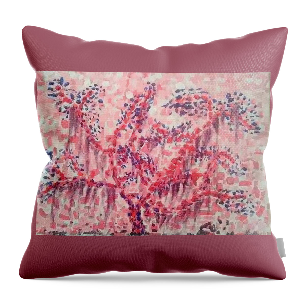 Spanish Moss Throw Pillow featuring the painting Summertime by Suzanne Berthier