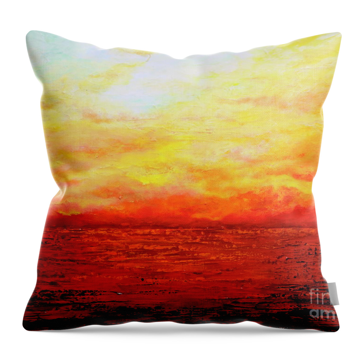 Sunset Throw Pillow featuring the painting Sunburst #1 by Teresa Wegrzyn