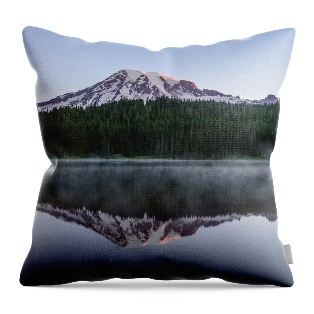 Sunrise Throw Pillow featuring the digital art The Reflection Lake by Michael Lee