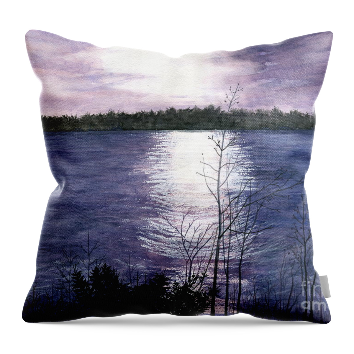 Sunset Throw Pillow featuring the painting Sunset at Niagara River New York #1 by Melly Terpening