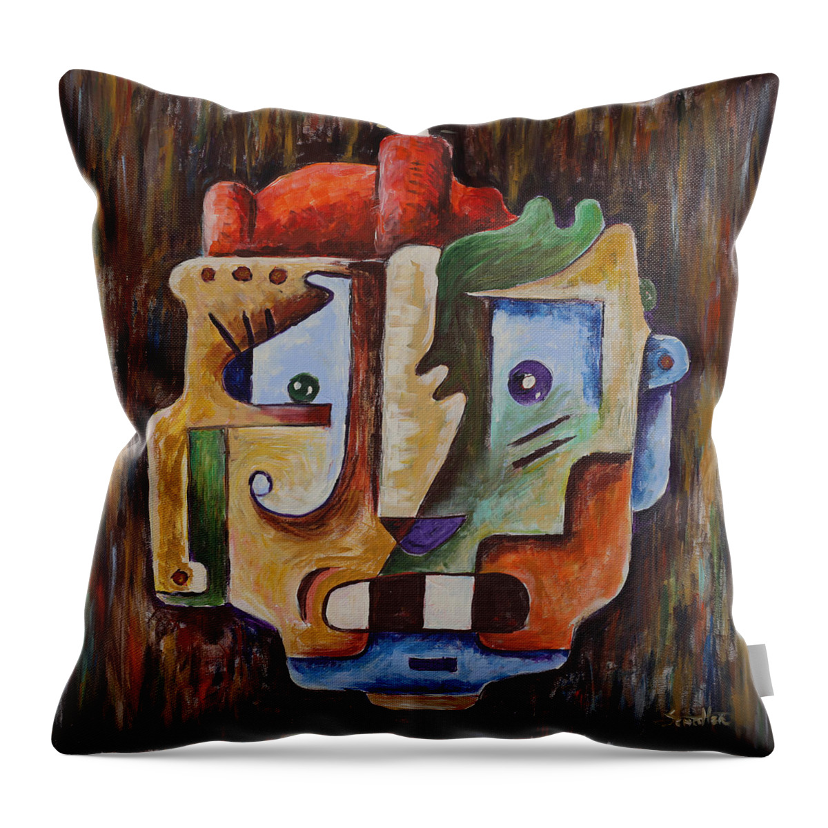 Surrealismo Throw Pillow featuring the painting Surrealism Head by Sotuland Art