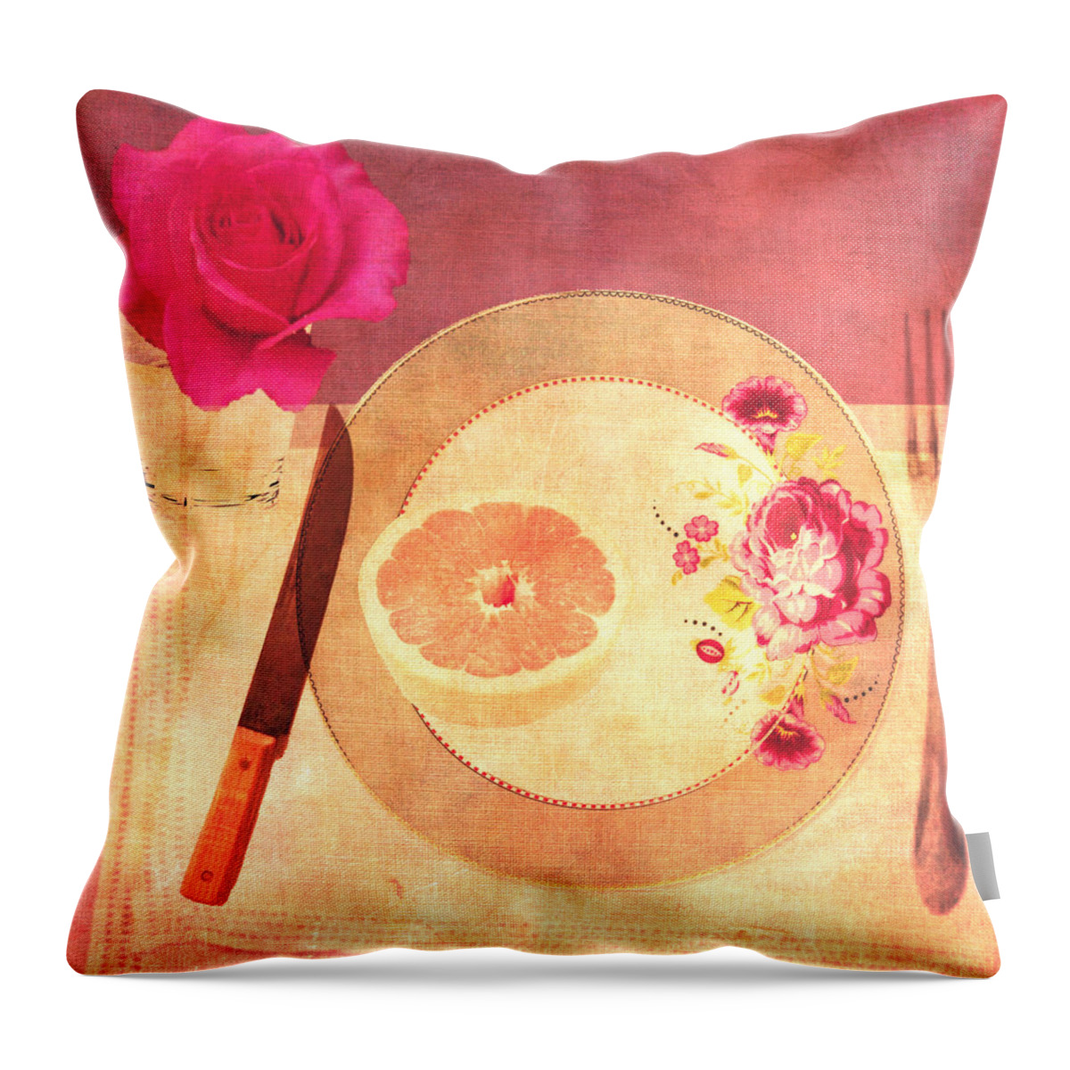 Digital Painting Throw Pillow featuring the digital art Tablescape #1 by Lisa Noneman