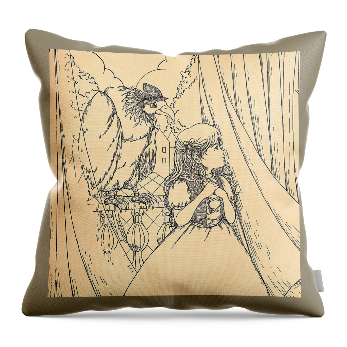 Robin Hood Throw Pillow featuring the painting Tammy and Polly on the Balcony #2 by Reynold Jay