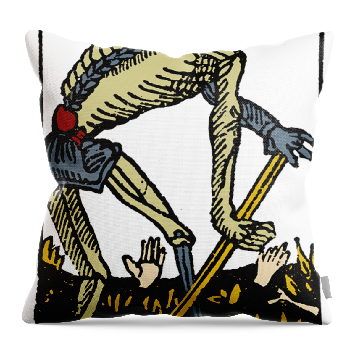 16th Century Throw Pillow featuring the photograph Tarot Card Death #1 by Granger
