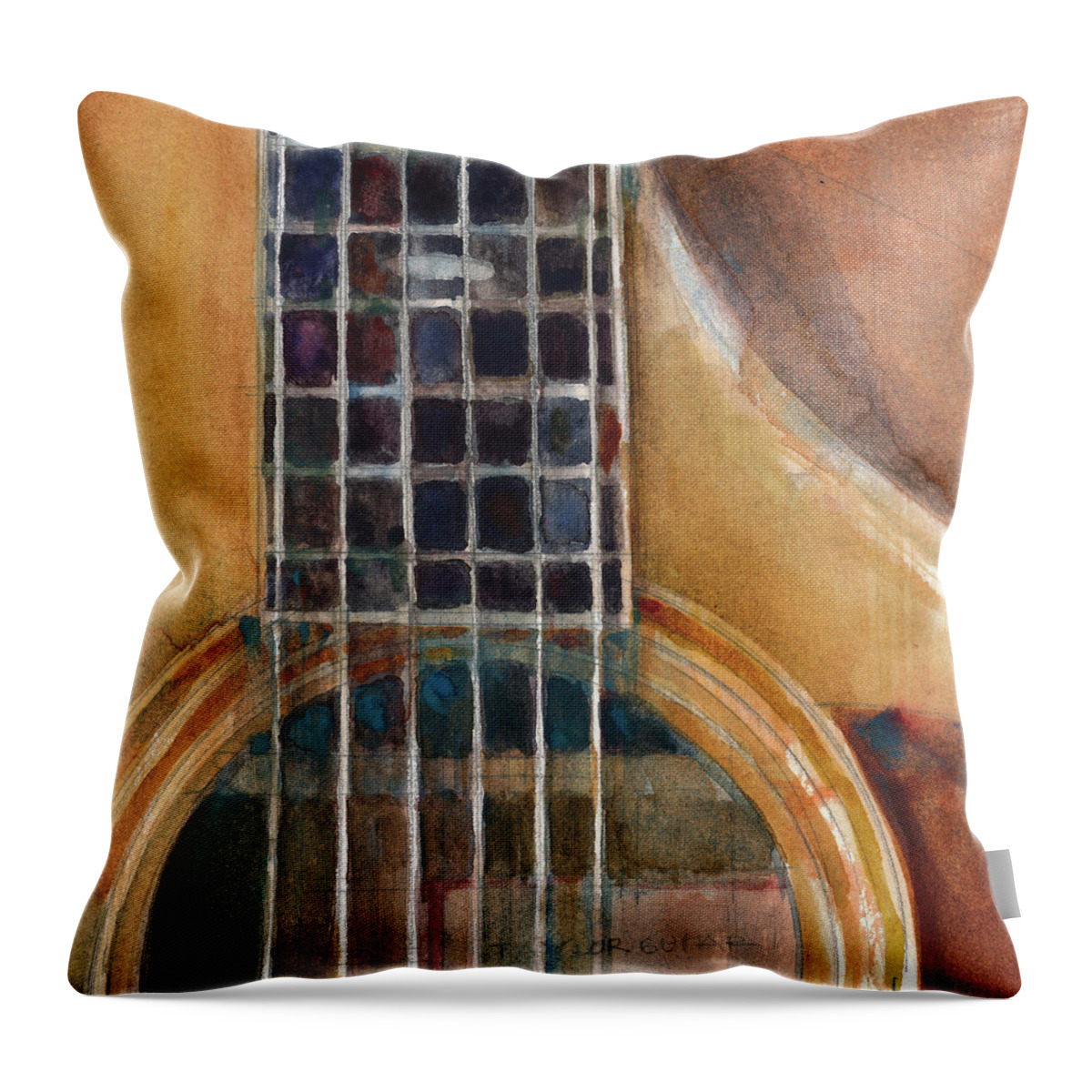 Guitar Art Throw Pillow featuring the painting Taylor Acoustic Guitar #1 by Dorrie Rifkin