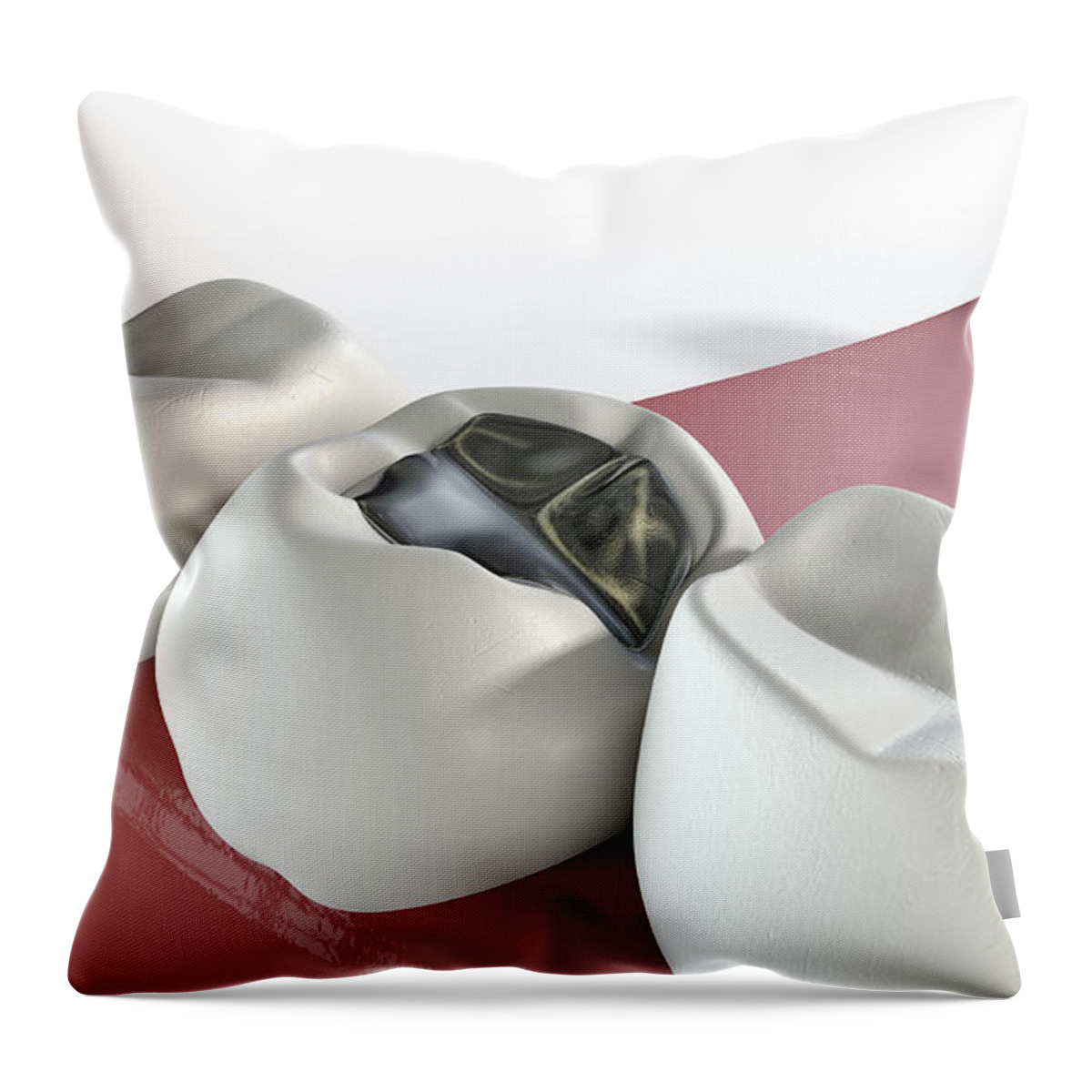 Teeth Throw Pillow featuring the digital art Teeth With Lead Filling #1 by Allan Swart