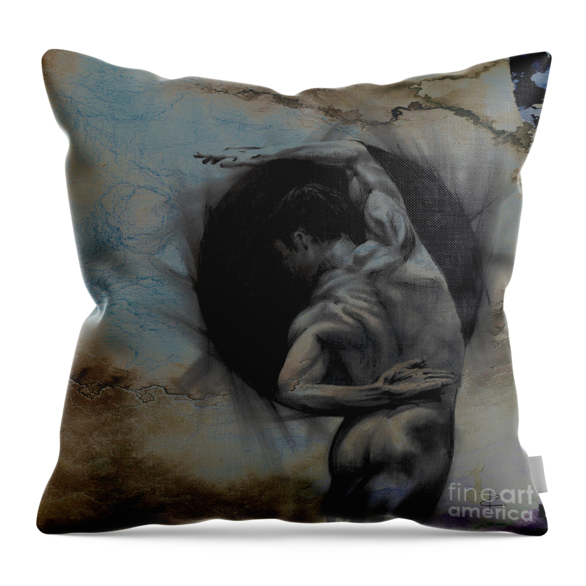 Fine Art By Paul Davenport Throw Pillow featuring the drawing Textured Harmony by Paul Davenport