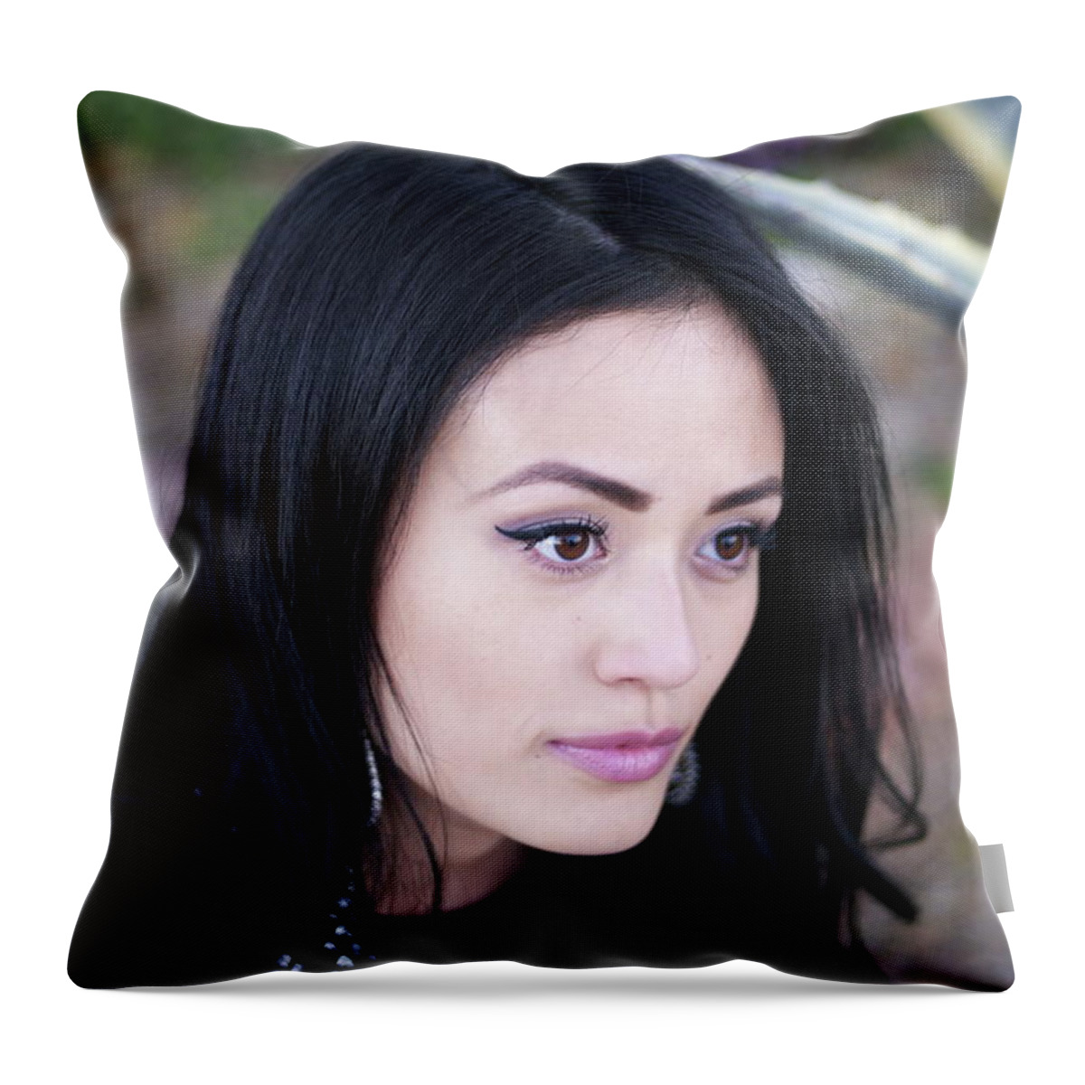  Throw Pillow featuring the photograph That Girl Ileen #1 by Carl Wilkerson