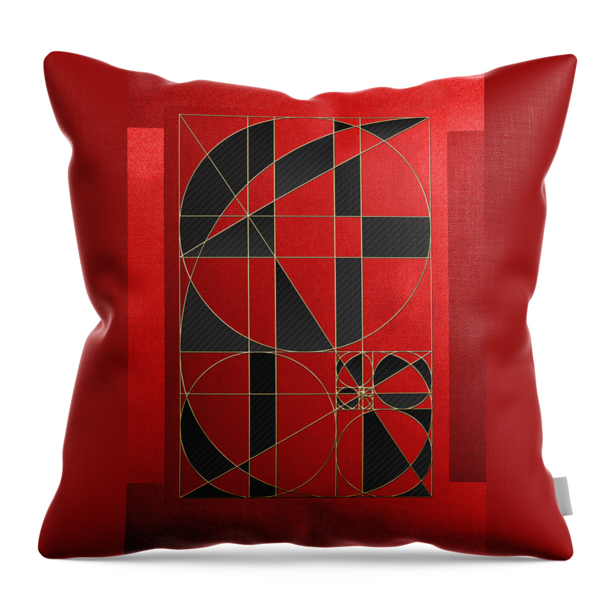 akashic Records By Serge Averbukh Throw Pillow featuring the photograph The Alchemy - Divine Proportions - Black on Red #1 by Serge Averbukh