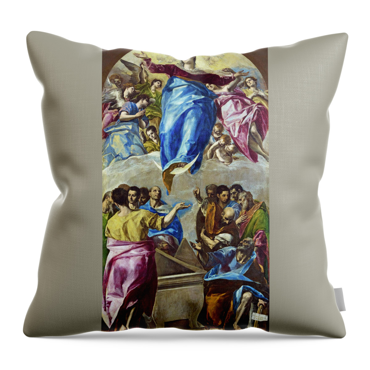 El Greco Throw Pillow featuring the painting The Assumption of the Virgin #1 by El Greco
