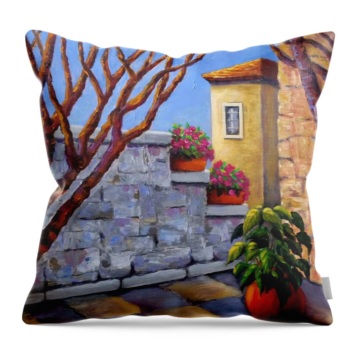 Courtyard Throw Pillow featuring the painting The Courtyard #2 by Rosie Sherman