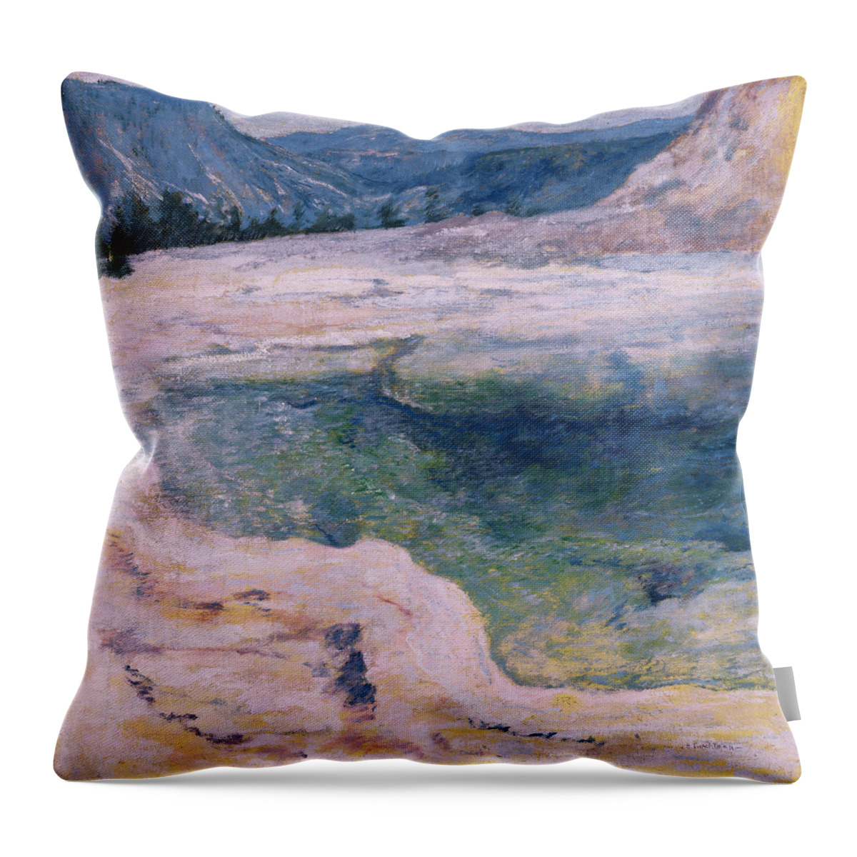 John Henry Twachtman Throw Pillow featuring the painting The Emerald Pool #1 by John Henry Twachtman