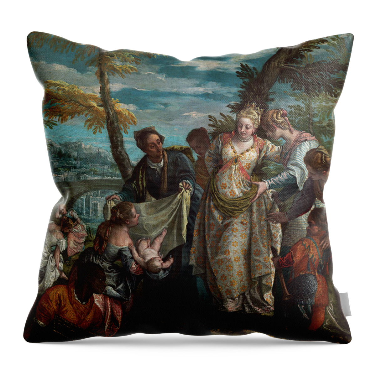 Veronese Throw Pillow featuring the painting The Finding of Moses #2 by Veronese