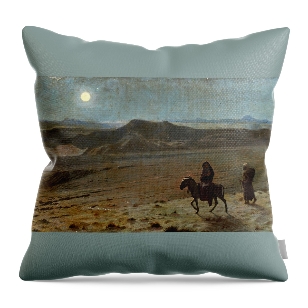 Jean-leon Gerome Throw Pillow featuring the painting The Flight into Egypt #1 by Jean-Leon Gerome