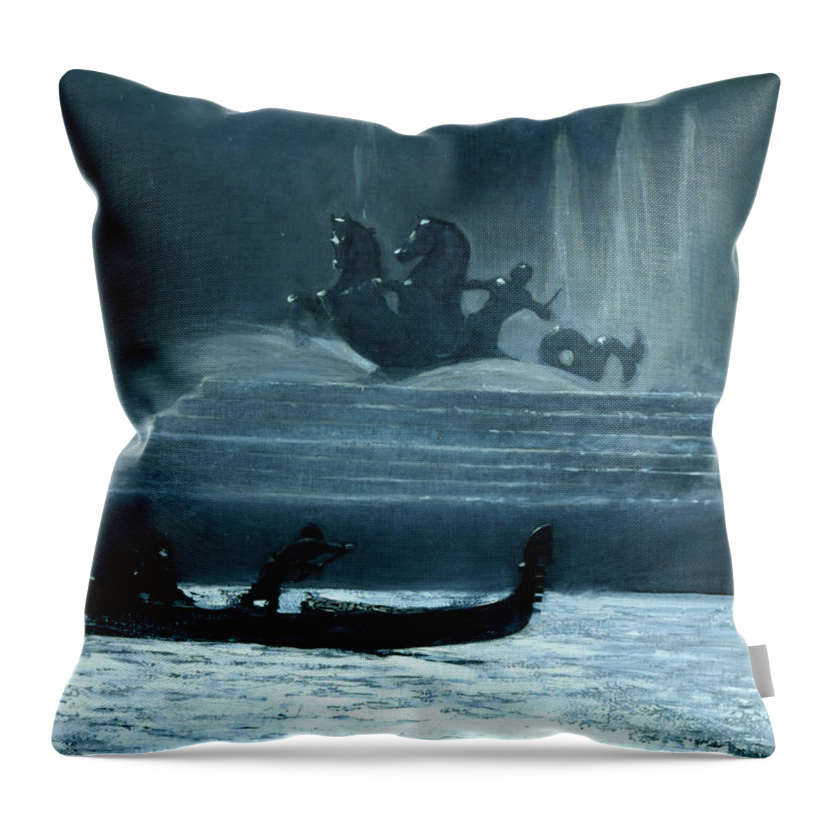 Winslow Homer Throw Pillow featuring the painting The Fountains at Night, World's Columbian Exposition #2 by Winslow Homer