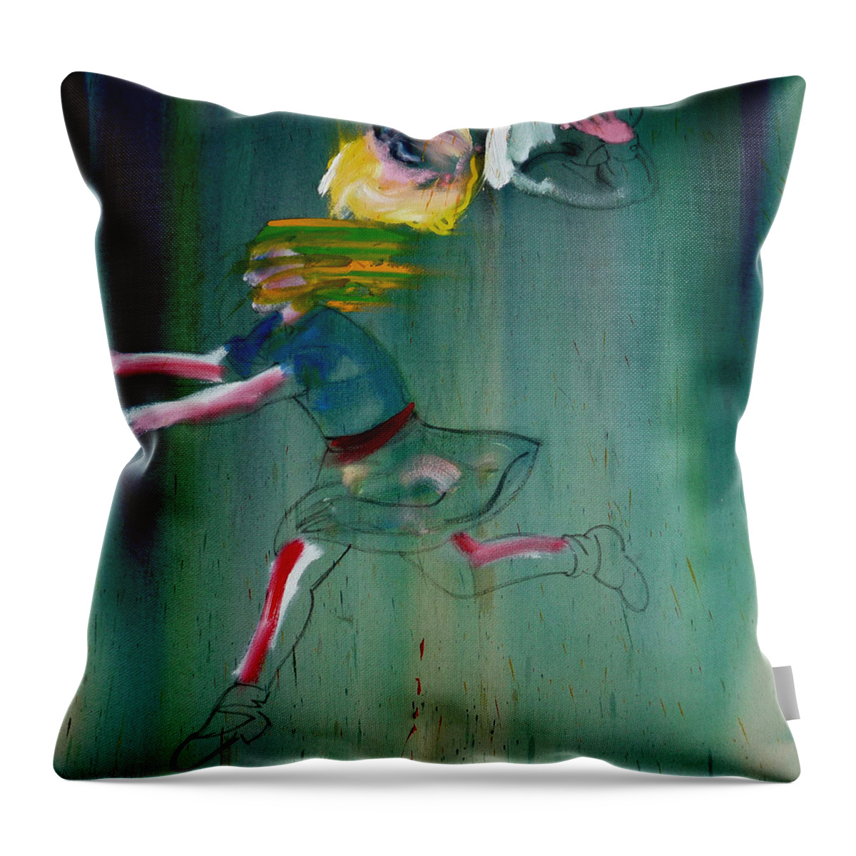 Fall Throw Pillow featuring the painting The Fruit Machine Stops Detail #1 by Charles Stuart