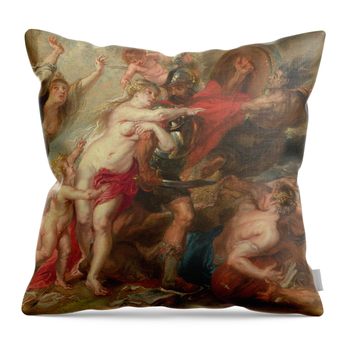 Horrors Of War Throw Pillow featuring the painting The Horrors of War #1 by Peter Paul Rubens