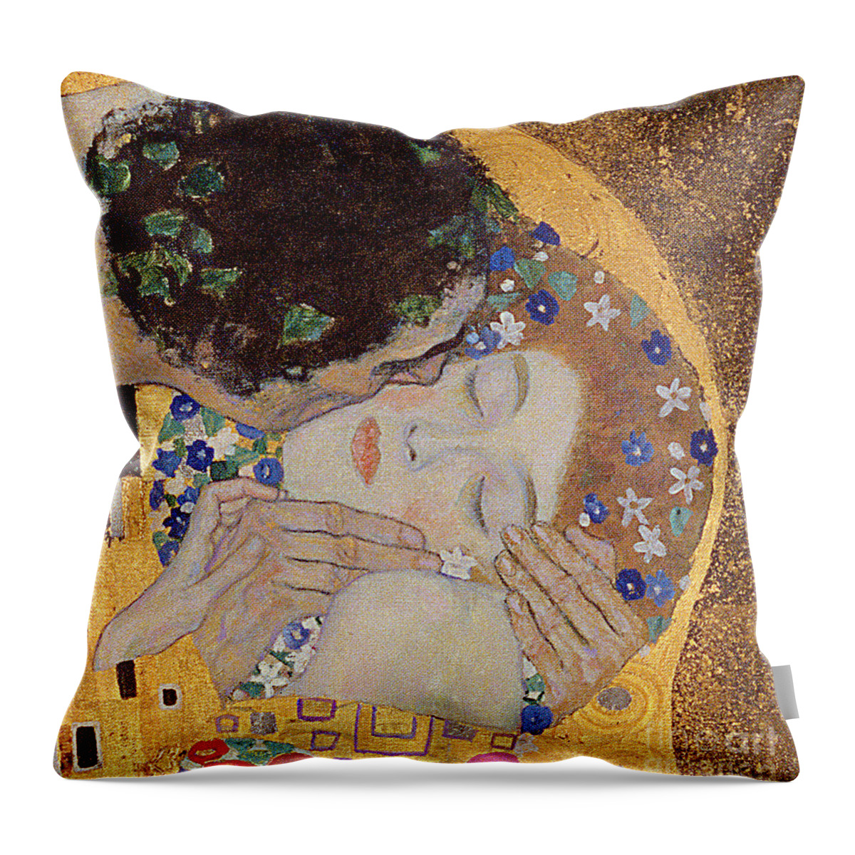 Klimt Throw Pillow featuring the painting The Kiss by Gustav Klimt