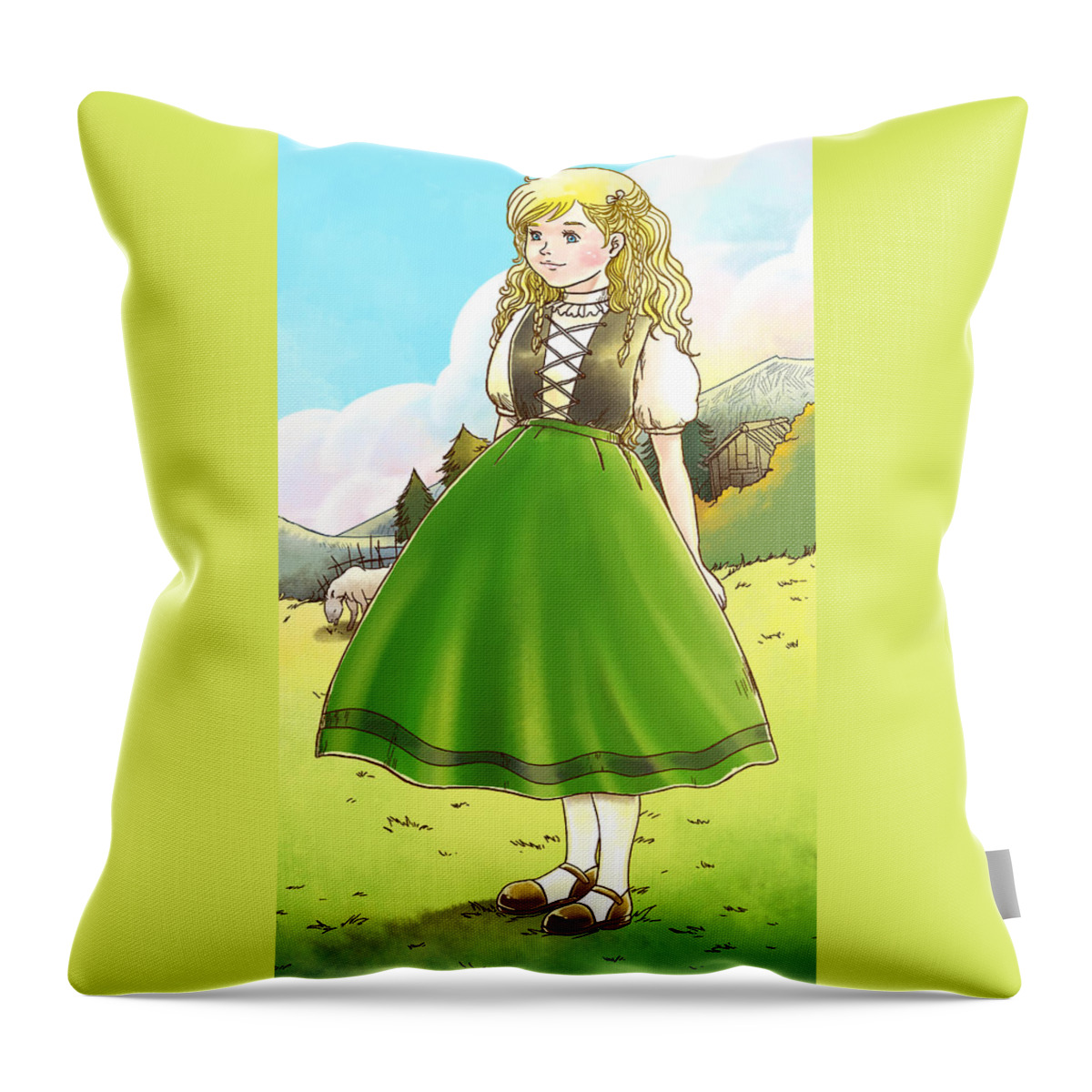 Art By Duy Truong. The Wurtherington Diary Throw Pillow featuring the painting The Little Doll Girl #2 by Reynold Jay