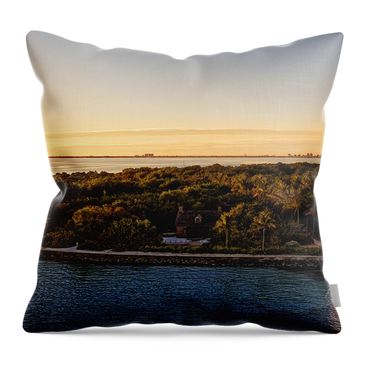Atlantic Throw Pillow featuring the photograph The Miami Lighthouse #1 by Lars Lentz