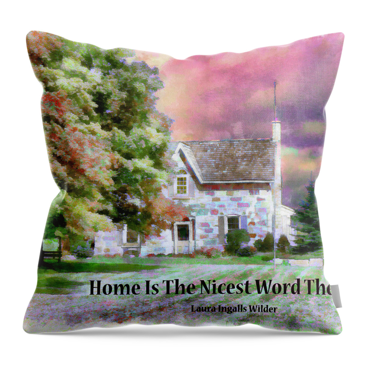 Old Brick House Throw Pillow featuring the digital art The Nicest Word by Leslie Montgomery