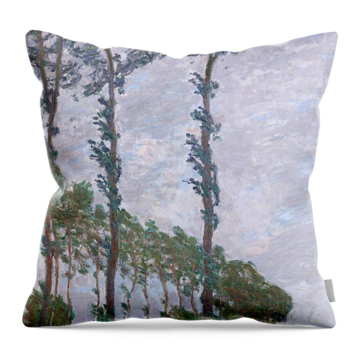 Claude Monet Throw Pillow featuring the painting The Poplars #1 by Claude Monet