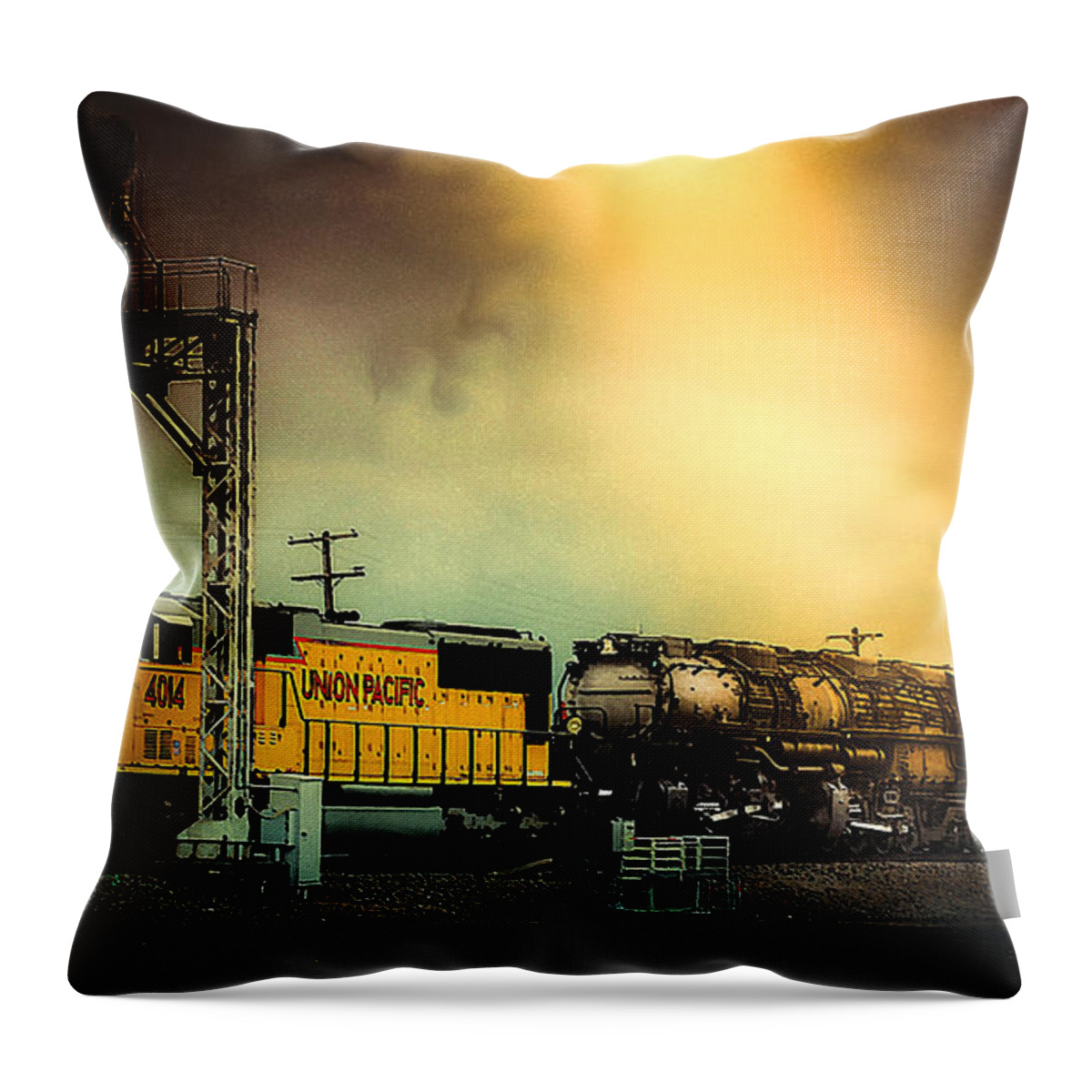 Union Pacific Big Boy Throw Pillow featuring the digital art 4014 The Prodigal Warrior Returns by J Griff Griffin