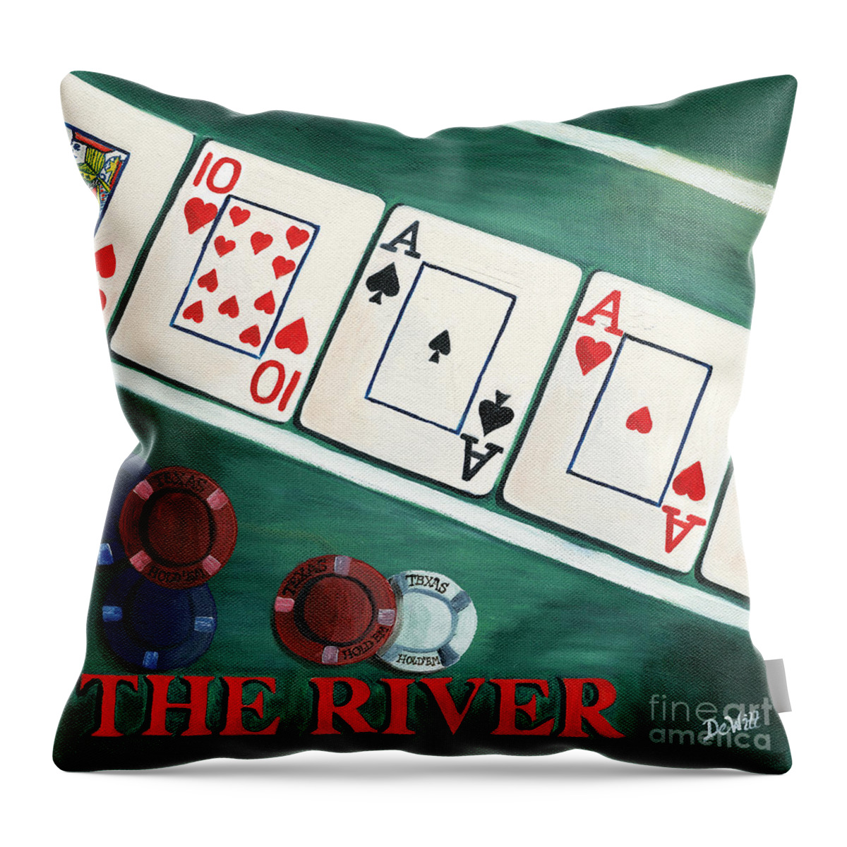 The River Throw Pillow featuring the painting The River by Debbie DeWitt