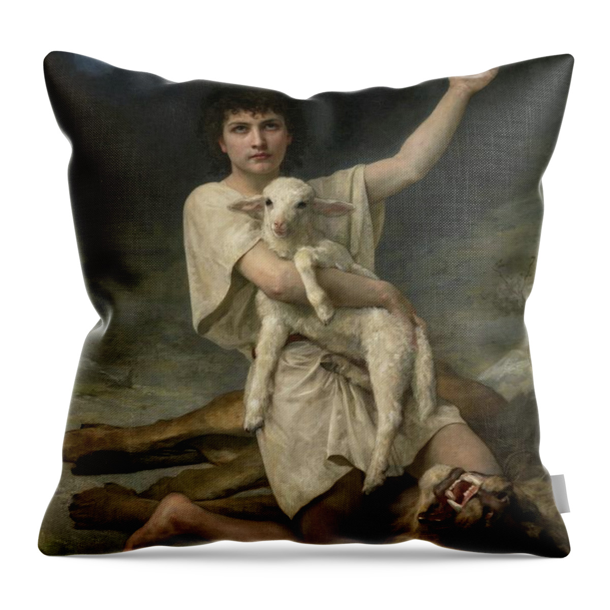 Elizabeth Jane Gardner Throw Pillow featuring the painting The Shepherd David Triumphant by Troy Caperton