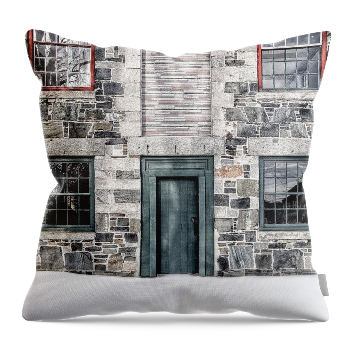 Barn Throw Pillow featuring the photograph The Stone Mill Enfield NH #2 by Edward Fielding