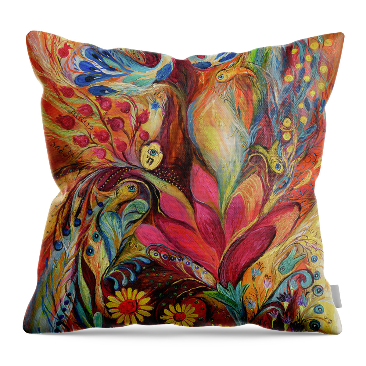 Original Throw Pillow featuring the painting The Tree of Life #1 by Elena Kotliarker