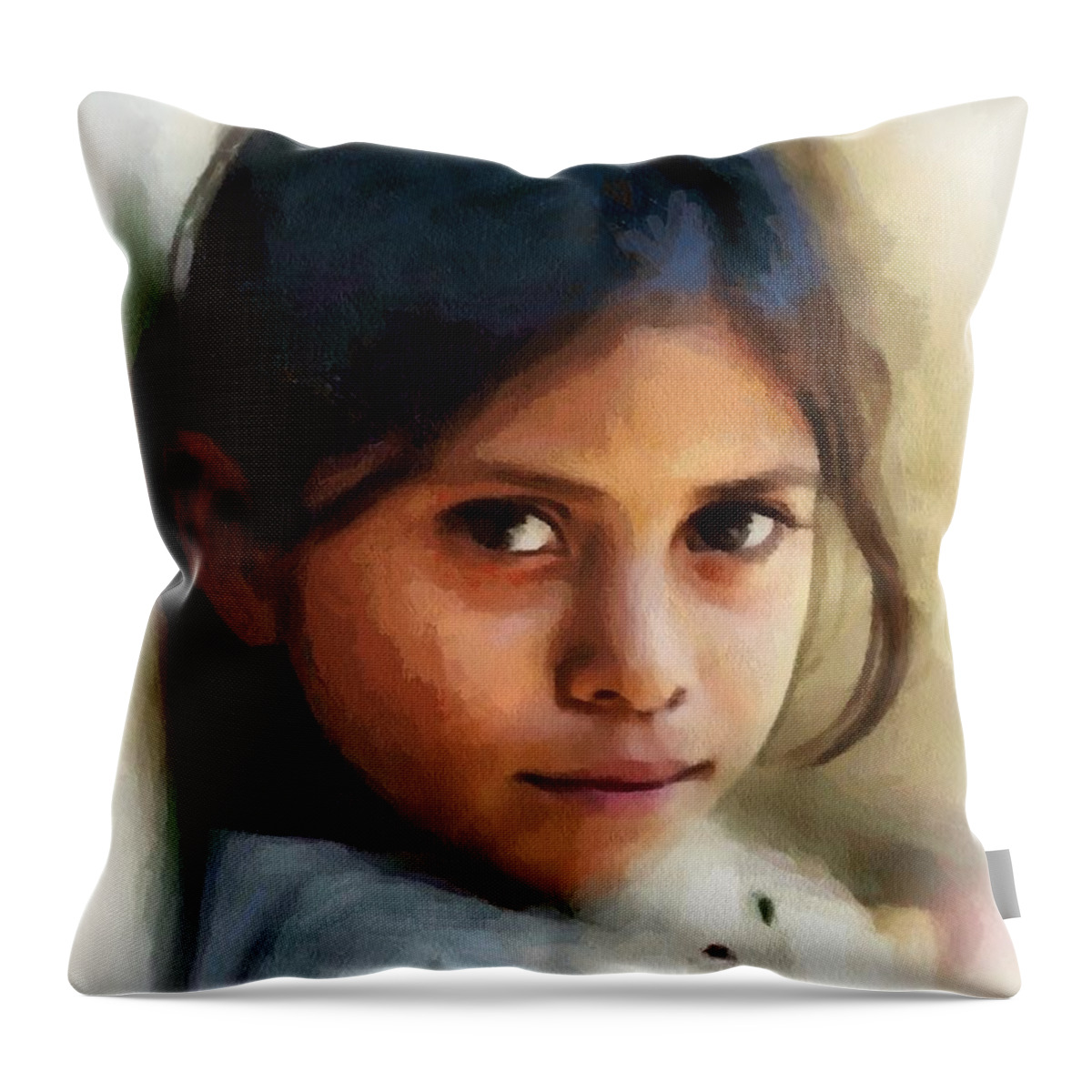 Child Throw Pillow featuring the digital art Those eyes #2 by Gun Legler