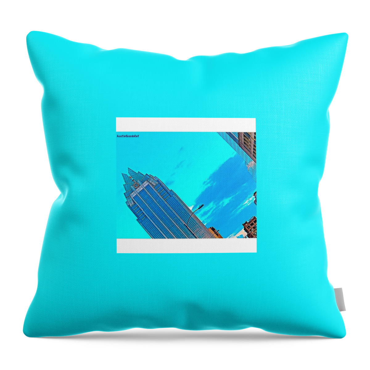 Buildings Throw Pillow featuring the photograph Tonight, #downtown Before The #1 by Austin Tuxedo Cat