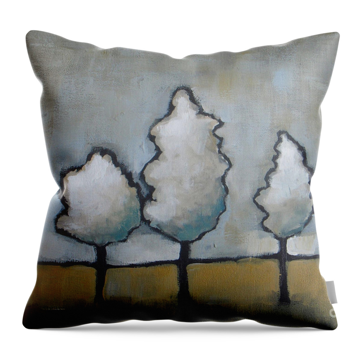 Landscape Throw Pillow featuring the painting White Trio by Vesna Antic