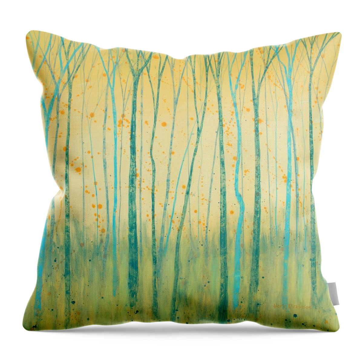 Abstract Throw Pillow featuring the painting Turquoise Forest #1 by Herb Dickinson