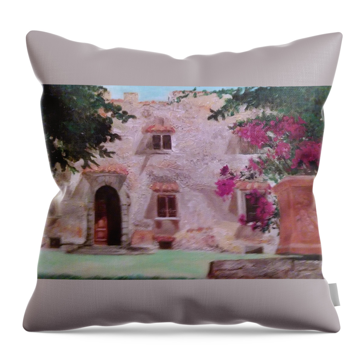 Tuscany Wine Country Throw Pillow featuring the painting Tuscany Sun #1 by Kathy Knopp