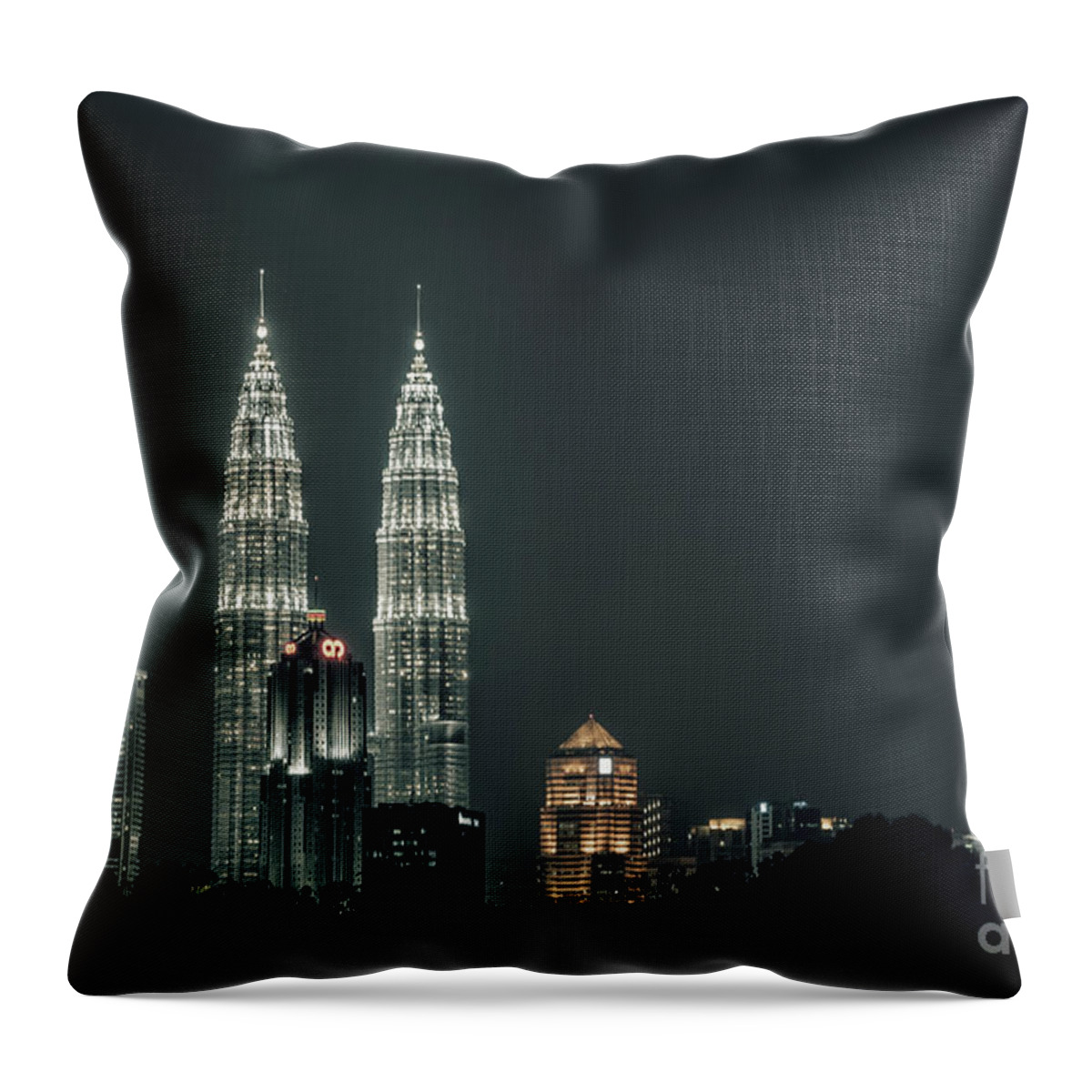 Twin Tower Throw Pillow featuring the photograph Twin Towers #1 by Charuhas Images