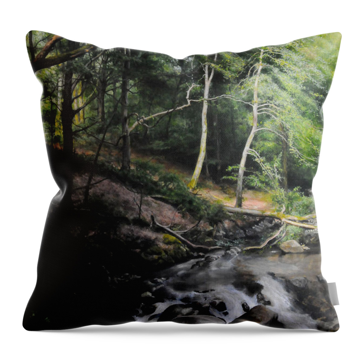 Landscape Throw Pillow featuring the painting Two Trees in Light #1 by Harry Robertson