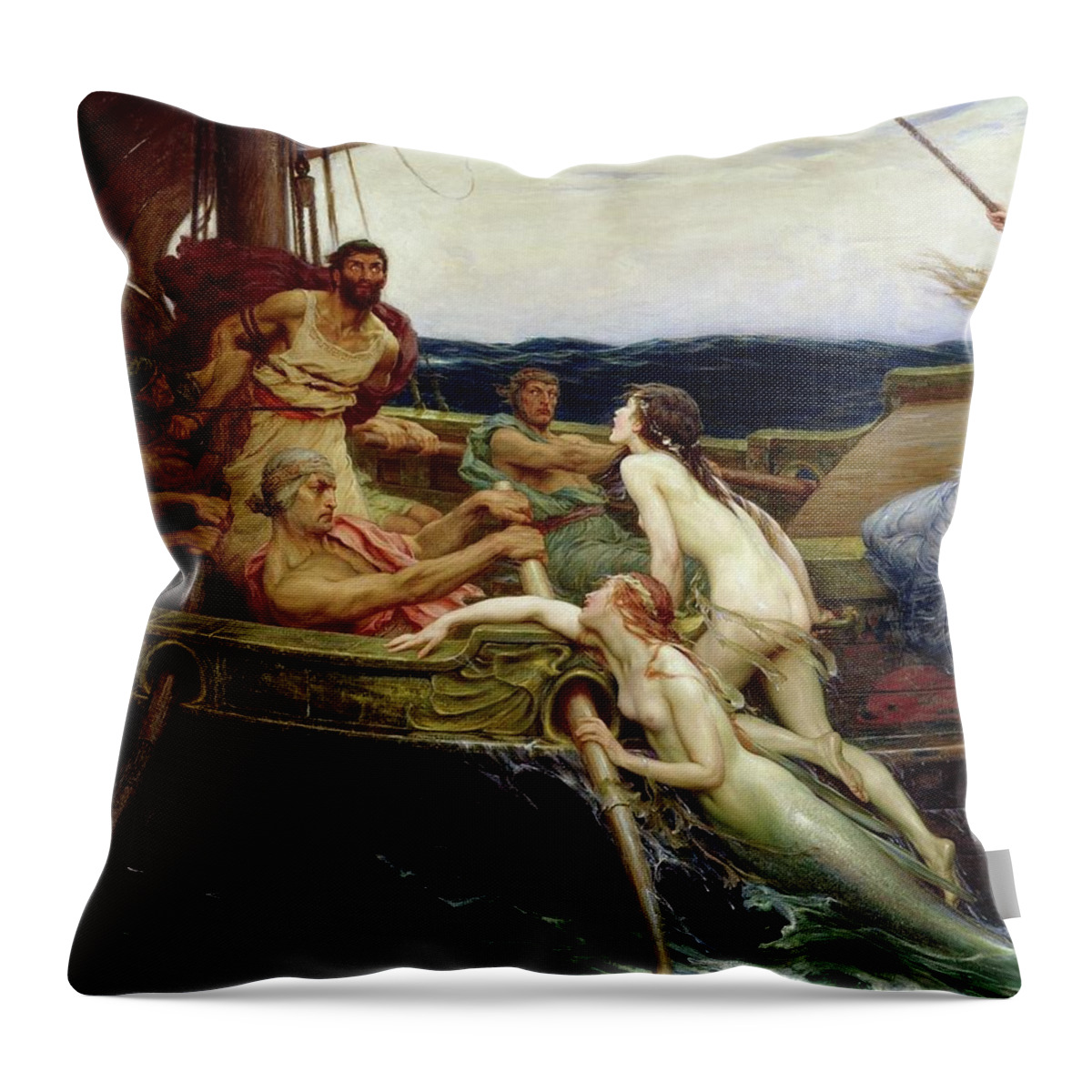Ulysses Throw Pillow featuring the painting Ulysses and the Sirens by Herbert James Draper
