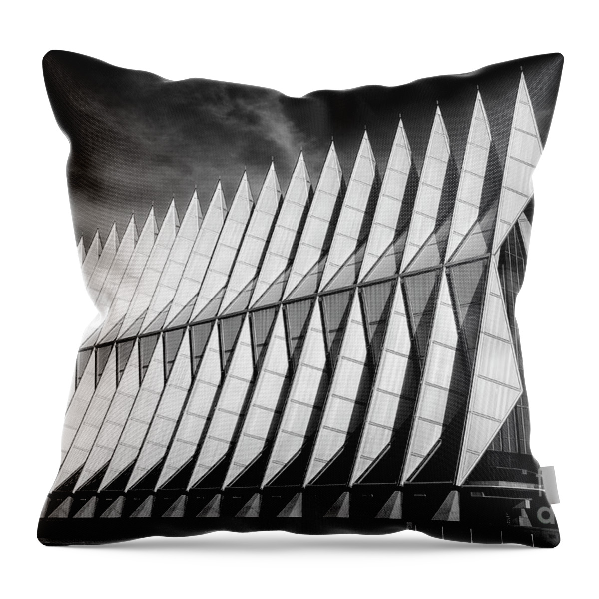 Architecture Throw Pillow featuring the photograph United States Air Force Academy Cadet Chapel 5 by Bob Christopher